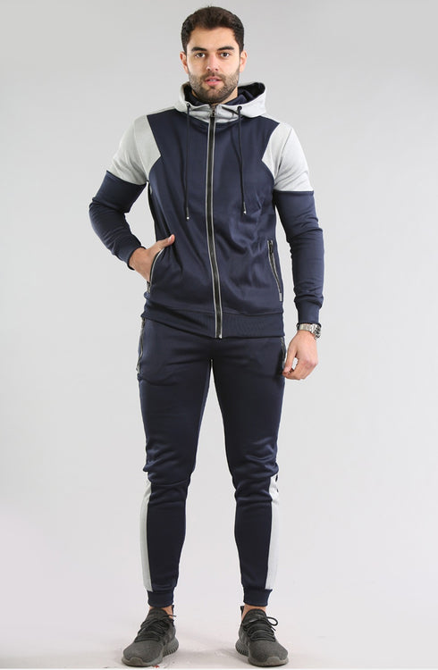 Men Contrast Panel Fleece Tracksuit
