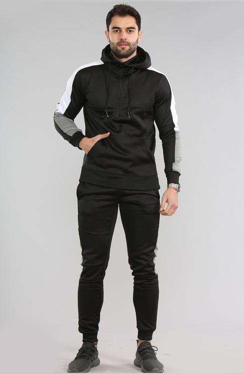 Men Plain Contrast Side Panel Pullover Tracksuit Set