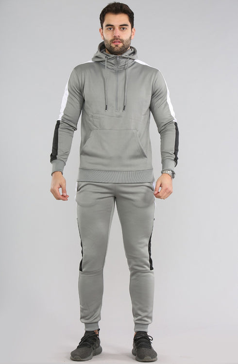 Men Plain Contrast Side Panel Pullover Tracksuit Set