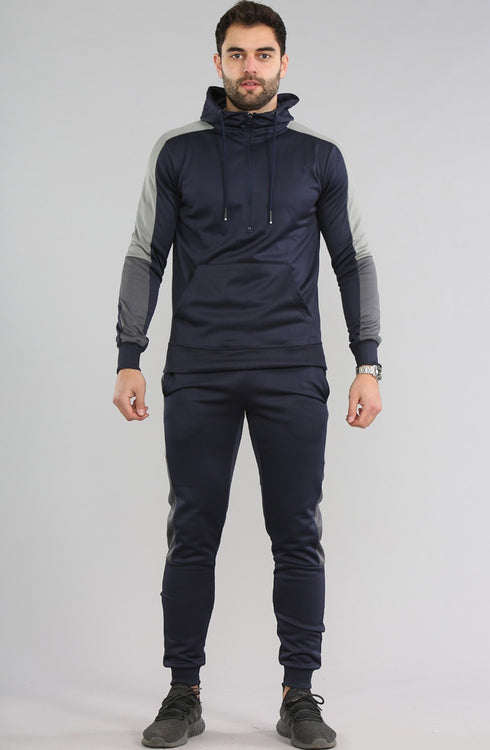 Men Plain Contrast Side Panel Pullover Tracksuit Set