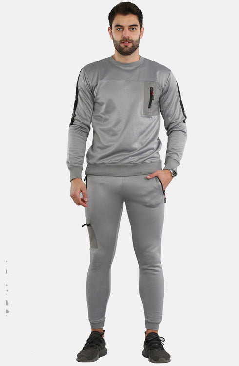 Men Round Neck Tracksuit With Front Pocket