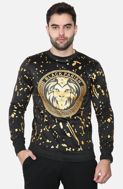 Men Slogan Print Black Parish Sweatshirt