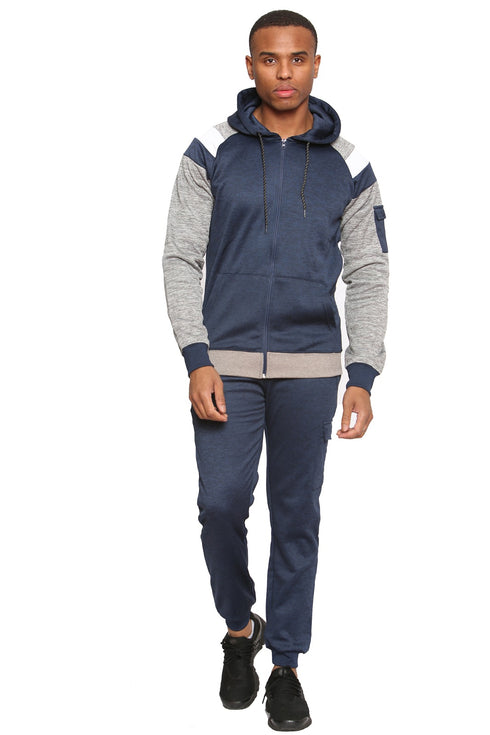 Men Plain Zipper Hoodie Warm Tracksuit