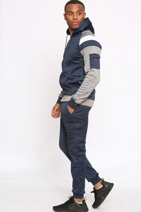 Men Plain Zipper Hoodie Warm Tracksuit