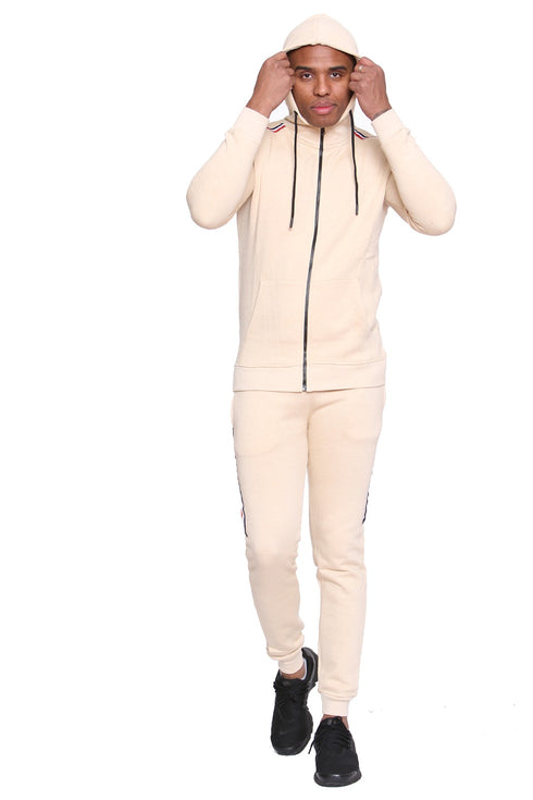 Men Plain Zipper Hoodie Warm Tracksuit