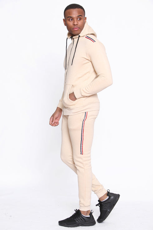 Men Plain Zipper Hoodie Warm Tracksuit