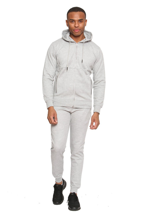 Men Plain Zipper Hoodie Warm Tracksuit