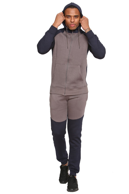 Men Plain Zipper Hoodie Warm Tracksuit