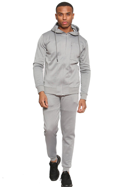 Men Plain Zipper Hoodie Warm Tracksuit