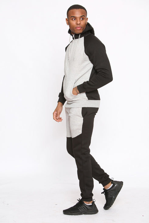 Men Plain Zipper Hoodie Warm Tracksuit