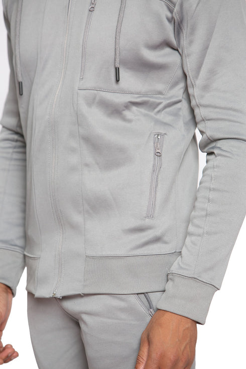 Men Plain Zipper Hoodie Warm Tracksuit