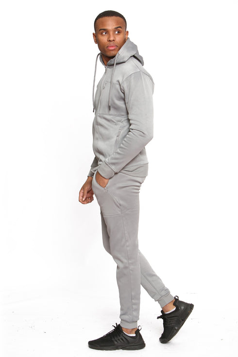 Men Plain Zipper Hoodie Warm Tracksuit