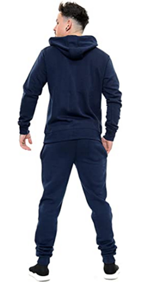 Men Plain Zip Up Hooded Tracksuit