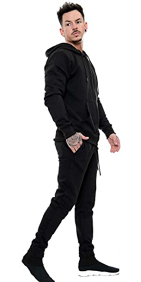 Men Plain Zip Up Hooded Tracksuit