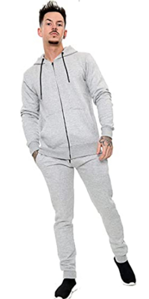 Men Plain Zip Up Hooded Tracksuit