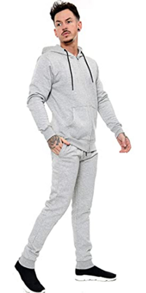 Men Plain Zip Up Hooded Tracksuit