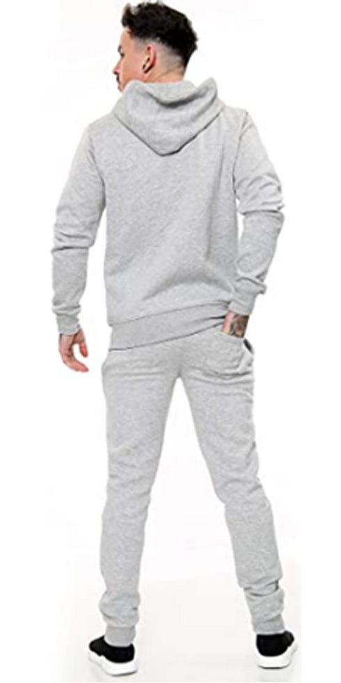 Men Plain Zip Up Hooded Tracksuit