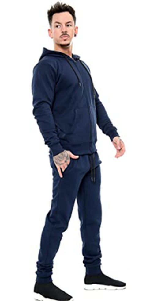 Men Plain Zip Up Hooded Tracksuit