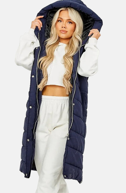 Women Longline Padded hooded Gilet