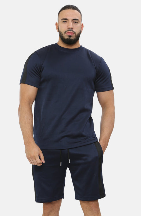Men Side Contrast Panel Top & Short Set