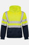 Men Hi Viz Reflective Tape Two Tone Pullover Hoodie