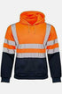 Men Hi Viz Reflective Tape Two Tone Pullover Hoodie