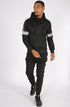 Men Plain Side Contrast Panel Zipper Hoodie Tracksuit