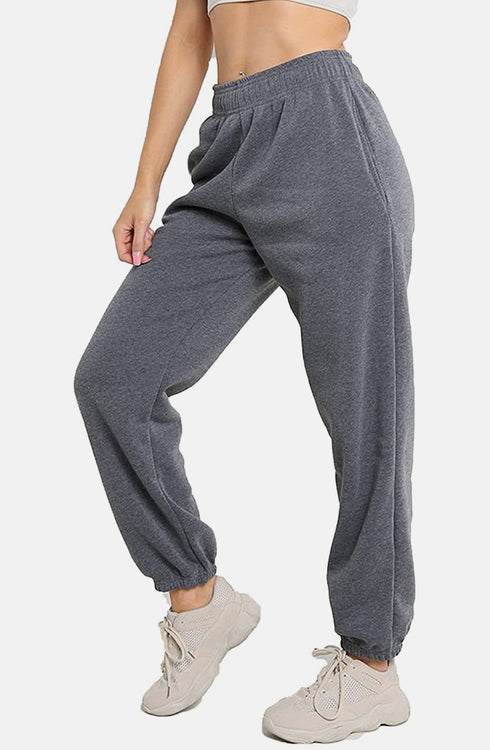 Women Elastic Waist Sweatpants With Pocket