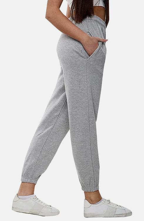 Women Elastic Waist Sweatpants With Pocket