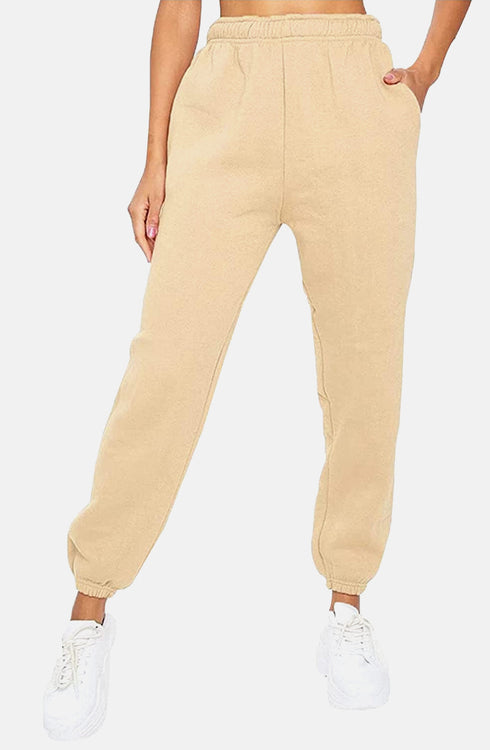 Women Elastic Waist Sweatpants With Pocket