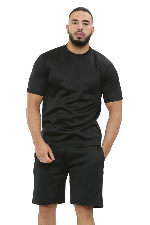 Men Polyester Fleece Round Neck Top & Short Set