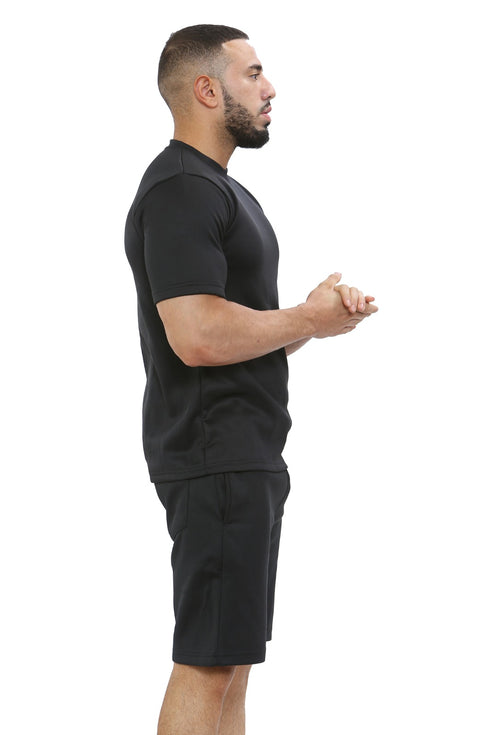 Men Polyester Fleece Round Neck Top & Short Set