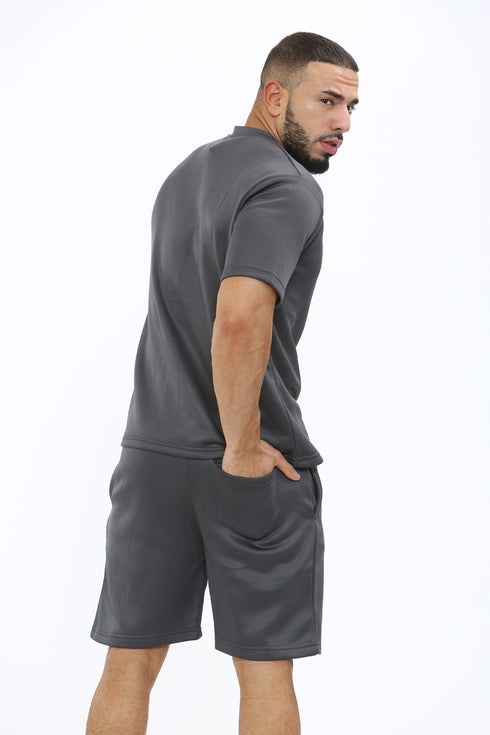Men Polyester Fleece Round Neck Top & Short Set