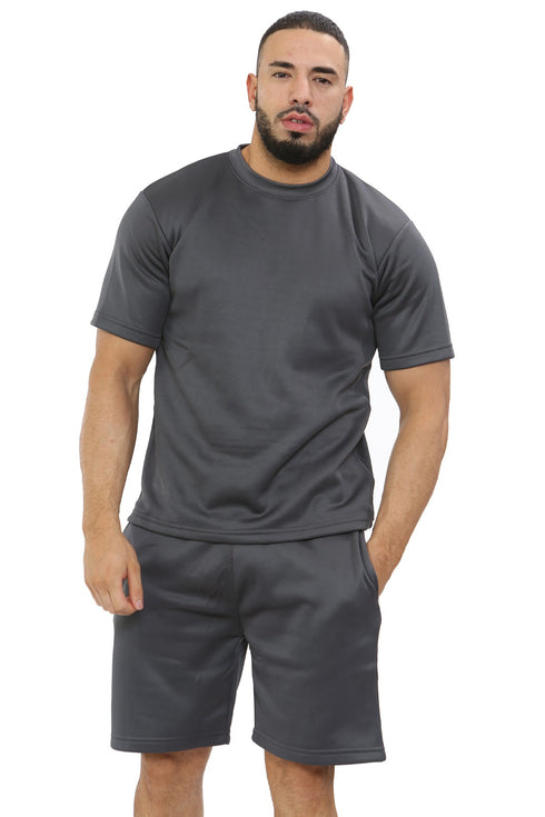 Men Polyester Fleece Round Neck Top & Short Set