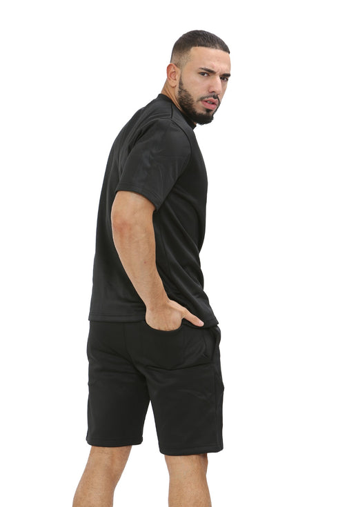 Men Polyester Fleece Round Neck Top & Short Set