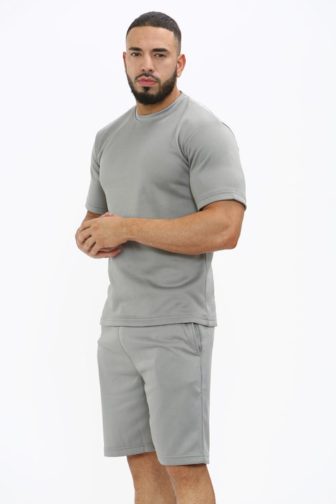 Men Polyester Fleece Round Neck Top & Short Set