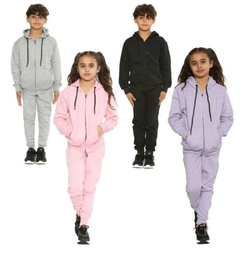 Girls and boy plain zip tracksuit