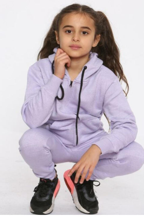 Girls and boy plain zip tracksuit