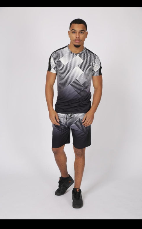 Men Contrast Panel Short set