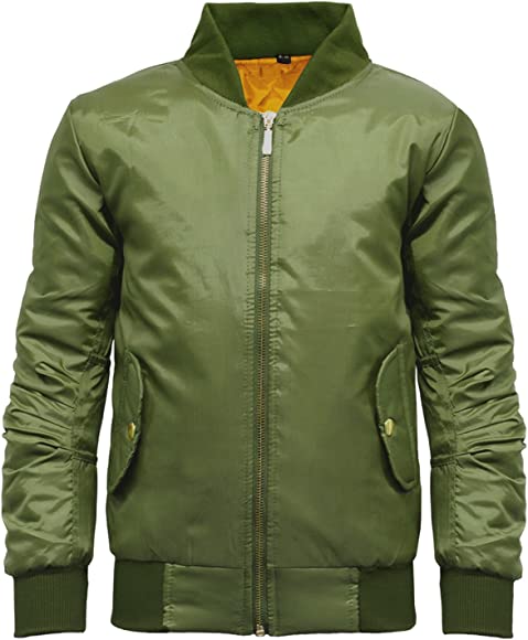 Girls Boys Kids Plain Zip Up Biker Bomber Padded Jacket