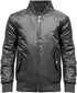 Girls Boys Kids Plain Zip Up Biker Bomber Padded Jacket