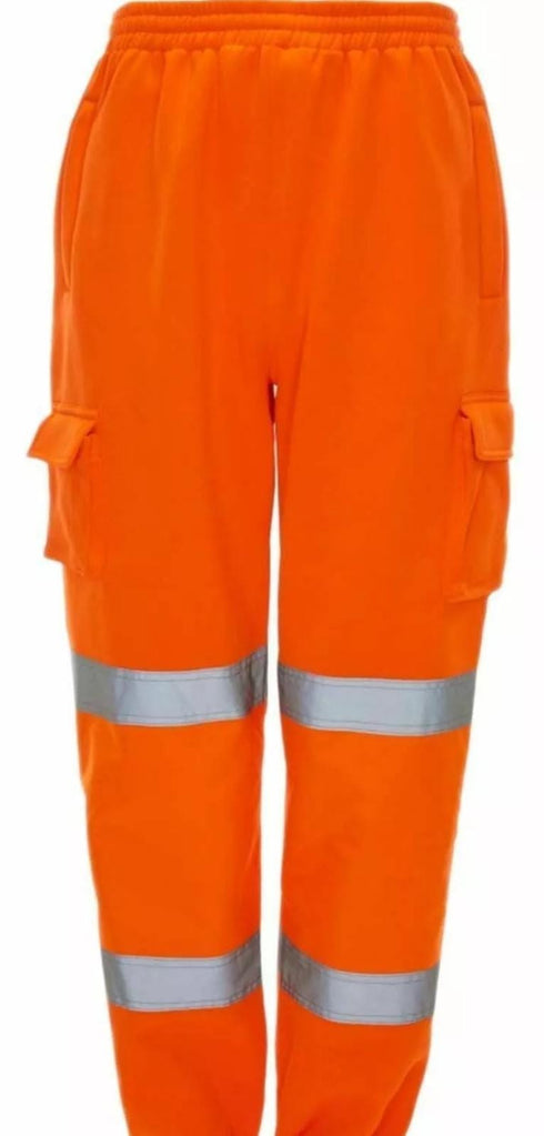 Mens Hi Vis Viz Combat Trousers JOGGING BOTTOMS Workwear JOGGERS