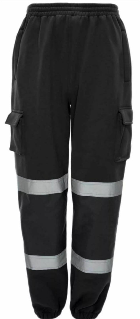 Mens Hi Vis Viz Combat Trousers JOGGING BOTTOMS Workwear JOGGERS