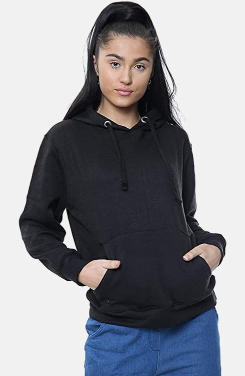 Women Plain Pullover Fleece Hoodie