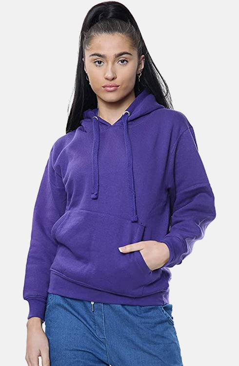 Women Plain Pullover Fleece Hoodie