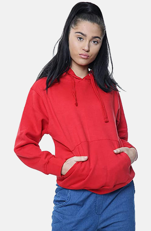 Women Plain Pullover Fleece Hoodie