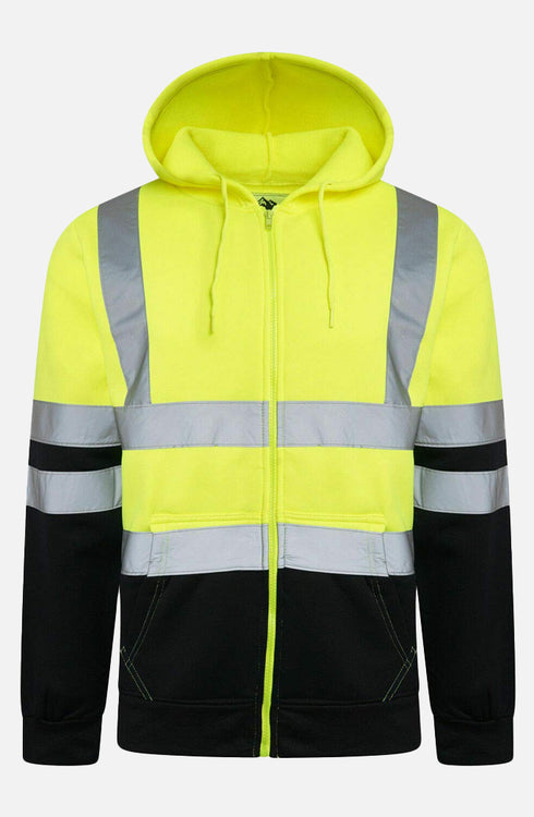 Men Hi Viz Reflective Tape Zipper Hoodie