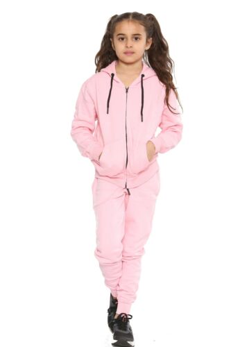 Girls and boy plain zip tracksuit