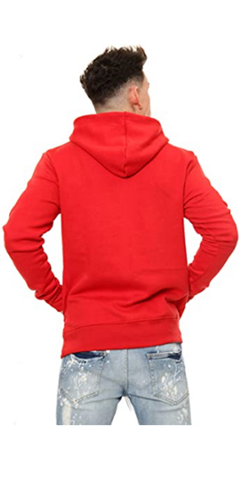 Men Plain Pullover Hoodie With Kangaroo Pocket