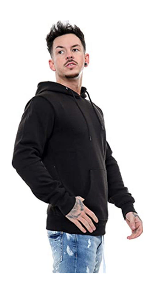 Men Plain Pullover Hoodie With Kangaroo Pocket